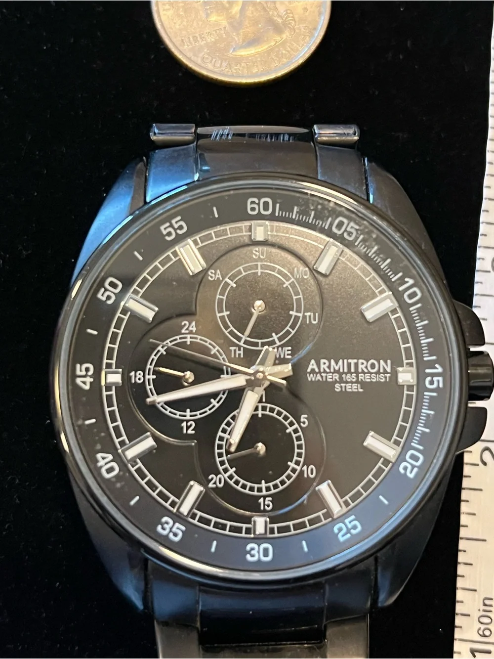 Armitron Black Stainless Steel Chronograph Watch with Black Dial